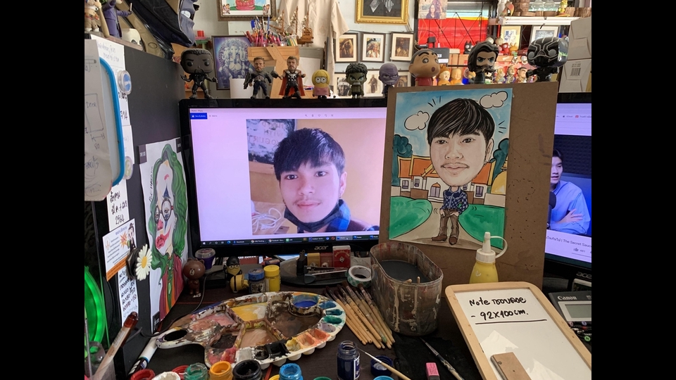 วาดภาพล้อเลียน - ภาพวาดการ์ตูนล้อเลียนเขียนมือ ( Painting ) - 1