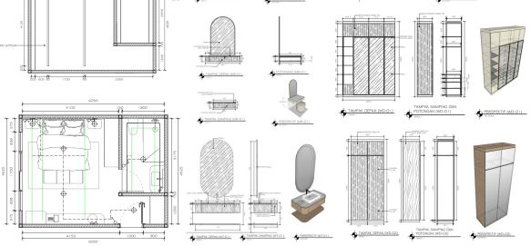 Desain Furniture - GAMBAR KERJA INTERIOR DAN FURNITURE - 3 HARI BERES - 25.000/M2 (NEGO) - 5