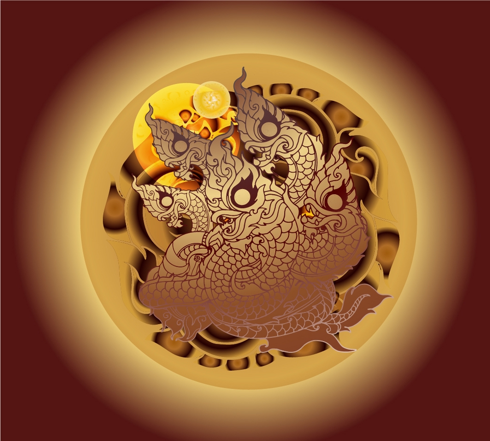 ภาพประกอบเวกเตอร์ - วาดเส้นไทยประยุกต์ แบบ vector ๆ - 8
