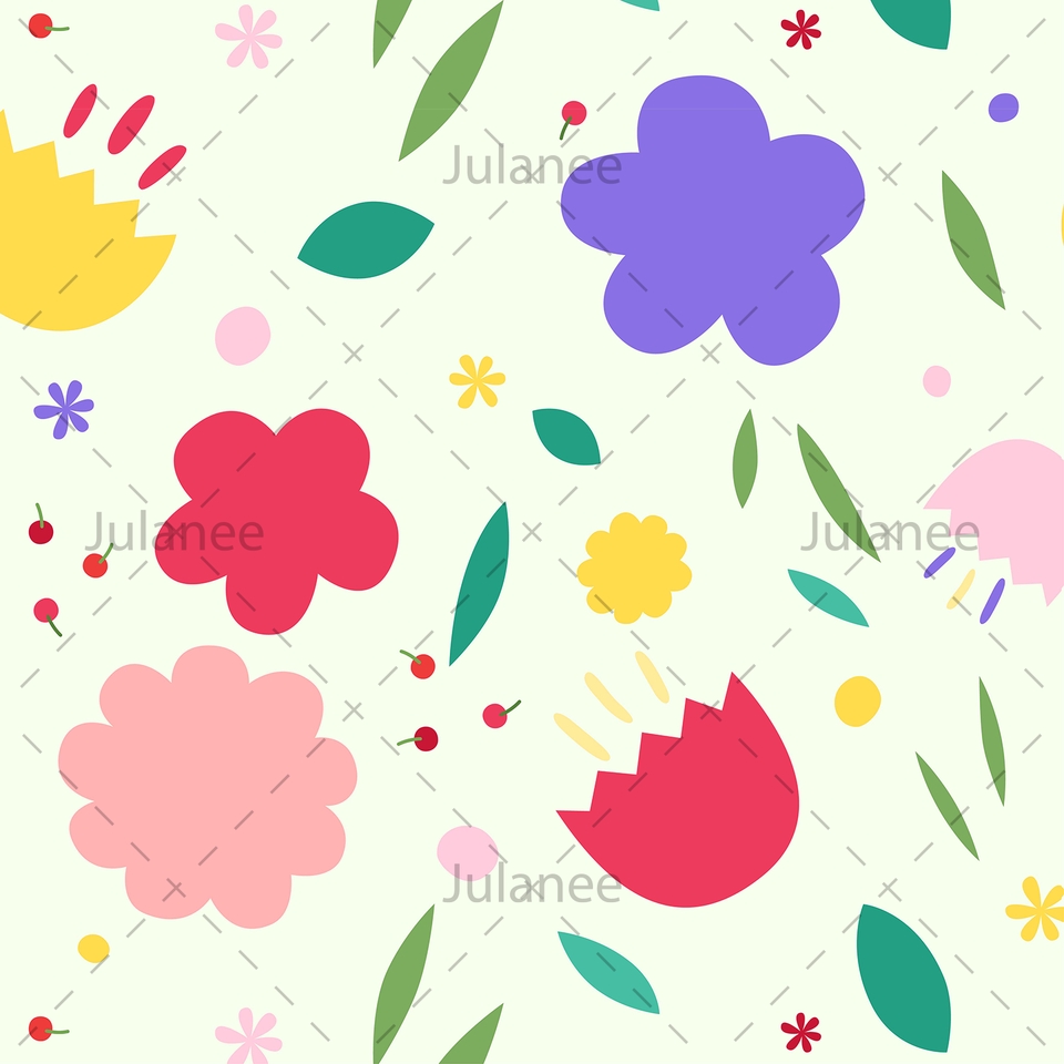 ออกแบบลายผ้า - รับออกแบบลายผ้า Pattern/Repeat สไตล์ Flat - 16