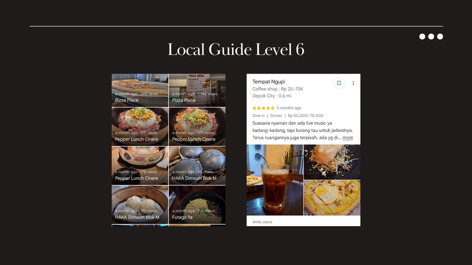 Jasa review Google Bisnis untuk toko kopi di Jakarta dengan rating bintang 5, memberikan ulasan positif dan membantu meningkatkan ranking usaha di Google Maps.