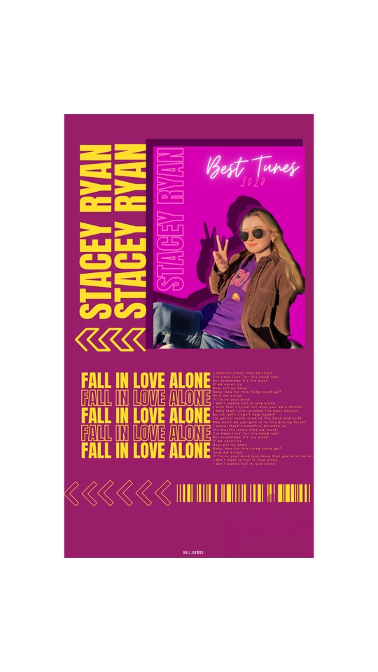 Desain sampul album musik Stacey Ryan, Best Tunes 2020. Jasa desain sampul album, desain grafis, desain digital printing.