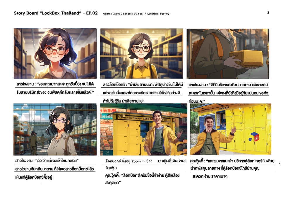 สตอรี่บอร์ด โฆษณา หนังสั้น การ์ตูน lockbox ไทย