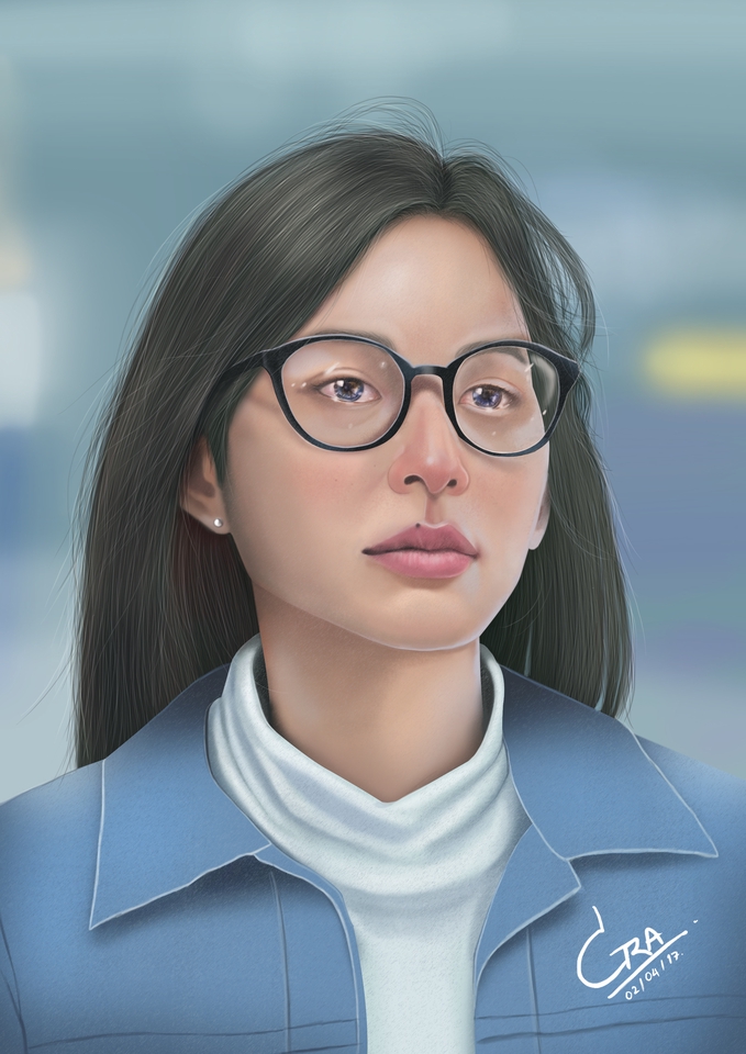 ภาพประกอบภาพเหมือนหญิงสาวสวยในชุดลำลอง โดยศิลปินจากแพลตฟอร์มฟรีแลนซ์ รับจ้างวาดภาพเหมือน รับออกแบบโลโก้ รับทำสติ๊กเกอร์ไลน์