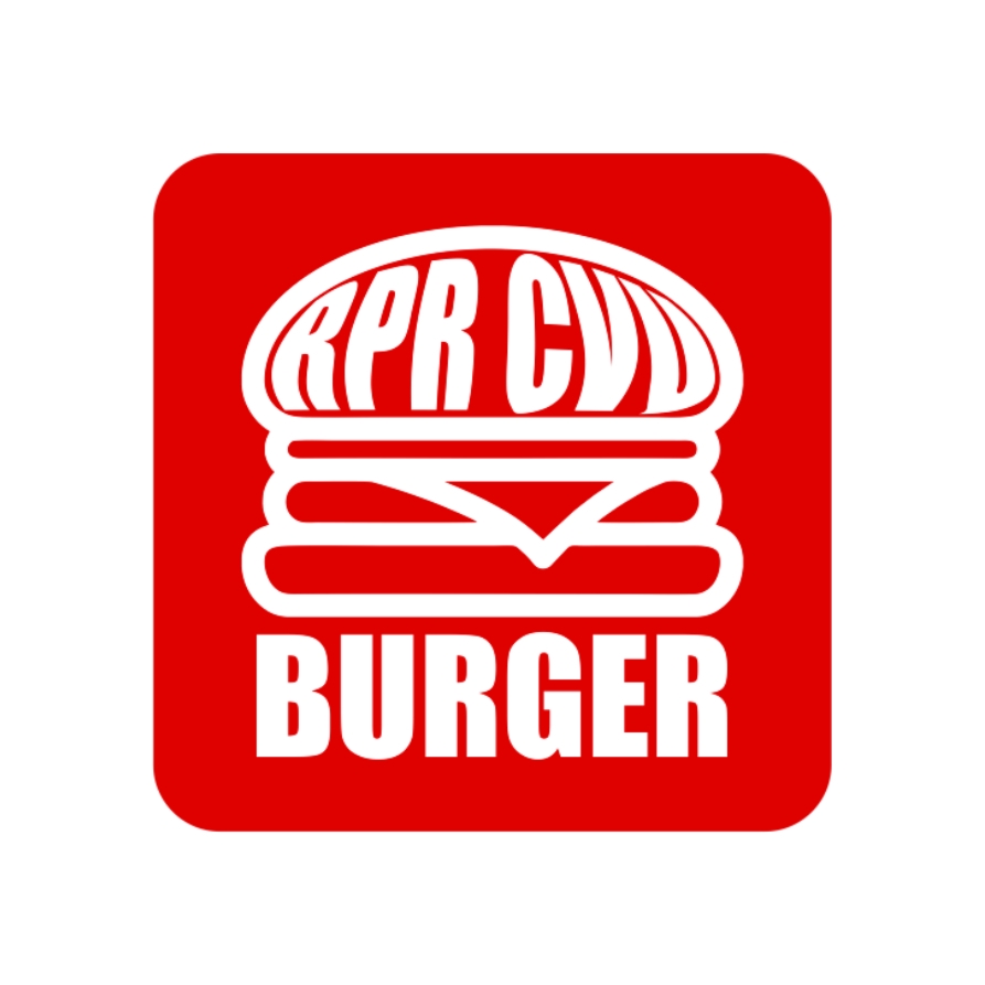 Desain logo burger dengan nama RPR CVD Burger
