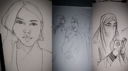 Gambar Potret - Pencil sketching and Painting - 2