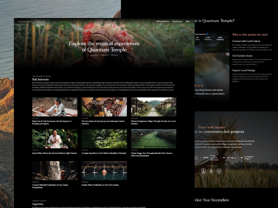 Desain UI UX website Quantum Temple: contoh desain aplikasi dan website, jasa desain UI UX freelancer Indonesia, harga terjangkau.