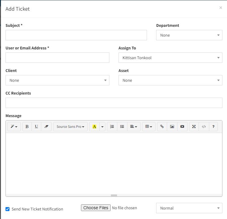สร้างตั๋วแจ้งปัญหาใหม่สำหรับการติดตั้งเซิร์ฟเวอร์ รับวางระบบ network