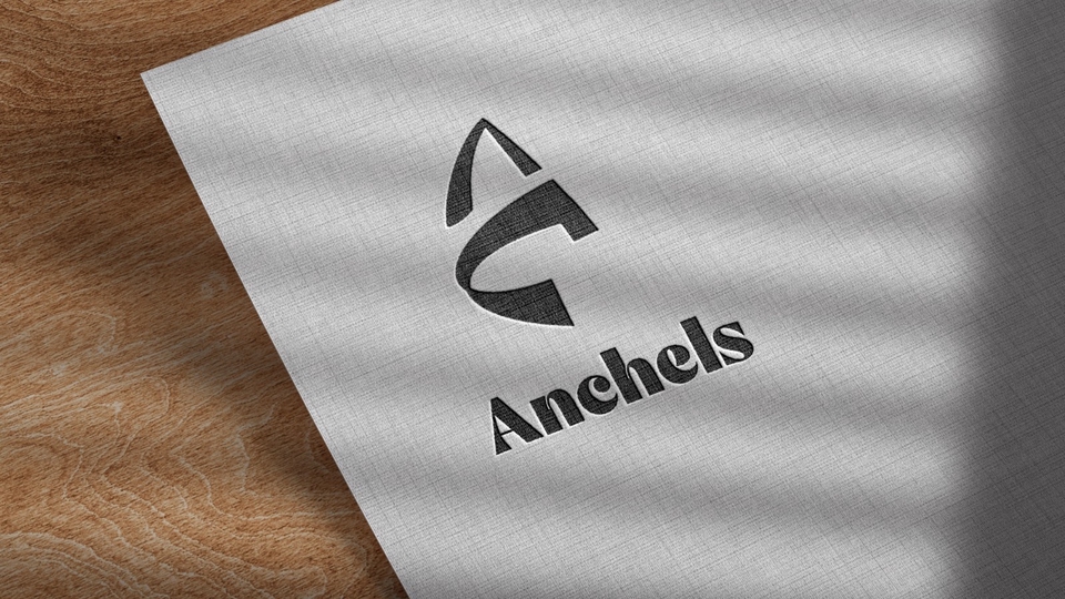 Desain Logo Anchels dengan Logo Tulisan dan Gambar Logo Minimalis.