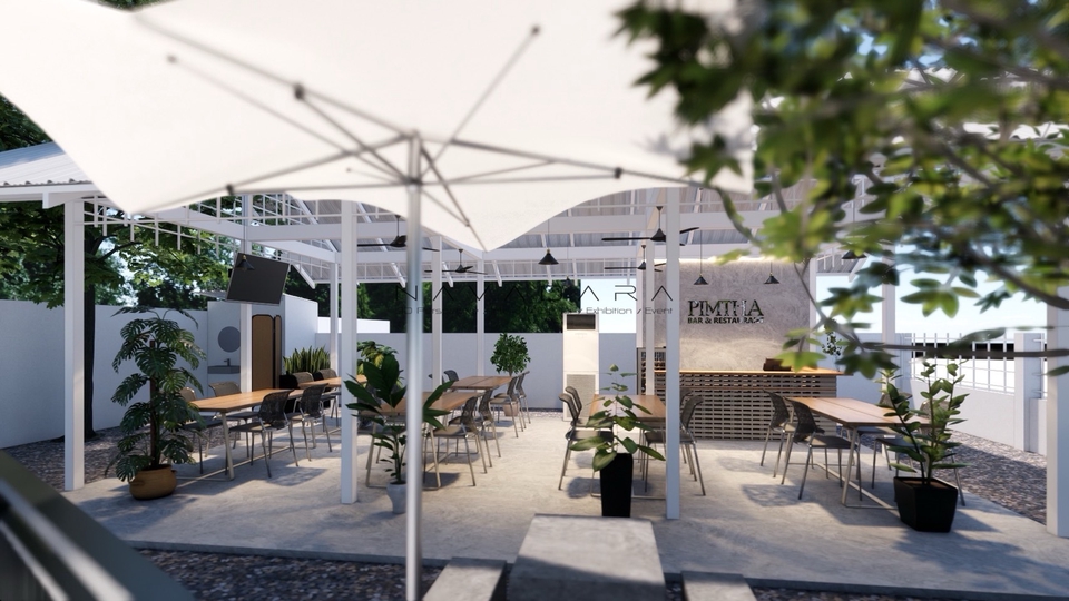 ออกแบบร้านกาแฟ3D perspective รับทำภาพ3มิติสวยงาม โมเดลร้านค้า บริการออกแบบตกแต่งภายใน