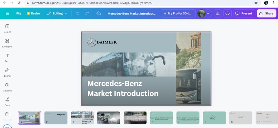 Jasa desain powerpoint presentasi mercedes benz dengan desain slide yang profesional dan modern.