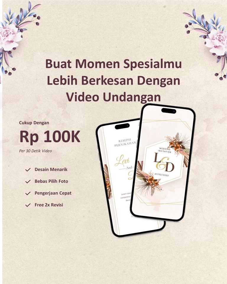 Kartu Ucapan & Video - PEMBUATAN UNDANGAN WEDDING (PERNIKAHAN) DIGITAL - Gambar, Video, Website, - 6