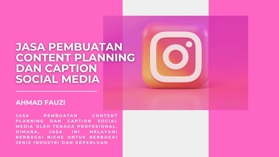 Jasa Penulisan & Pembuatan Caption Instagram dan Sosial Media - Jasa Pembuatan Content Planning dan Caption Instagram Profesional Untuk Berbagai Jenis Usaha