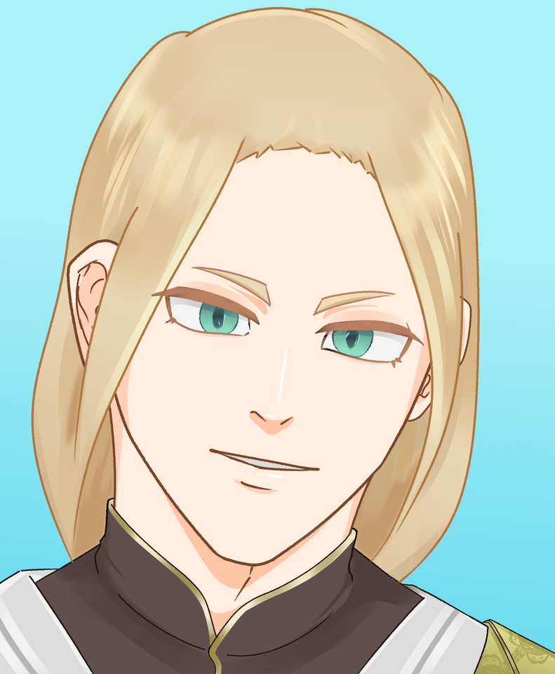 Ilustrasi digital seorang pria berambut pirang dengan pakaian kerajaan, jasa desain ilustrasi, ilustrasi karakter pria, gambar pria, gambar ilustrasi, jasa illustrator, ilustrasi digital, jasa ilustrasi online.