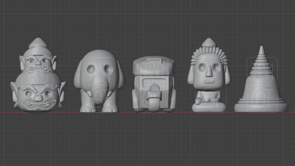 รับปั้นโมเดล3D โมเดลสินค้าไทย วัด พุทธรูป ช้าง ตุ๊กตุ๊ก แบบจำลองสามมิติ งานออกแบบ3D