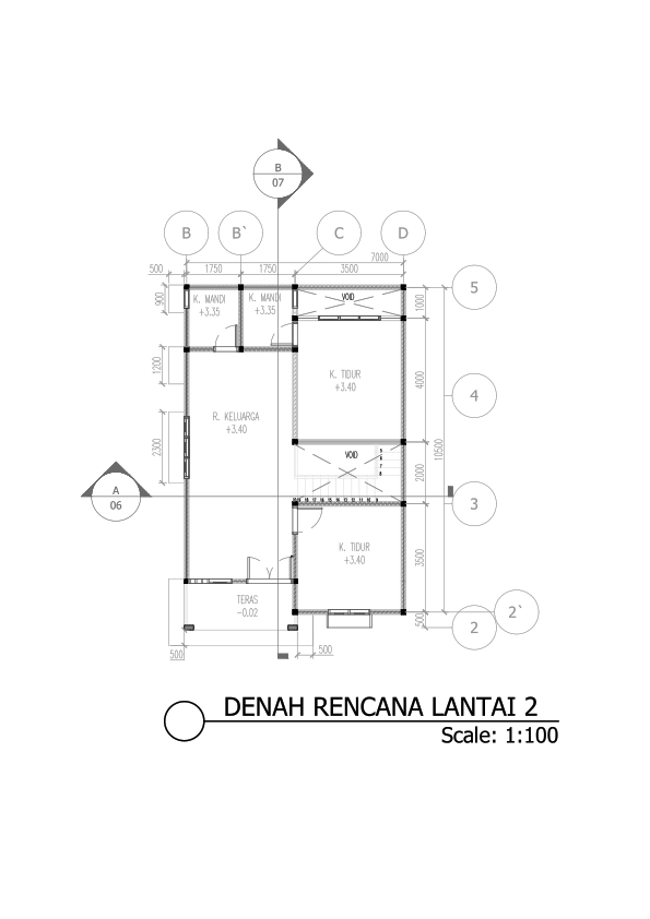 Jasa drafter autocad murah untuk desain denah rencana lantai 2 bangunan.