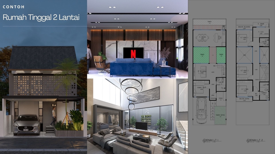 3D & Perspektif - Desain Rumah, Villa pribadi, Ruko, Cafe - 1