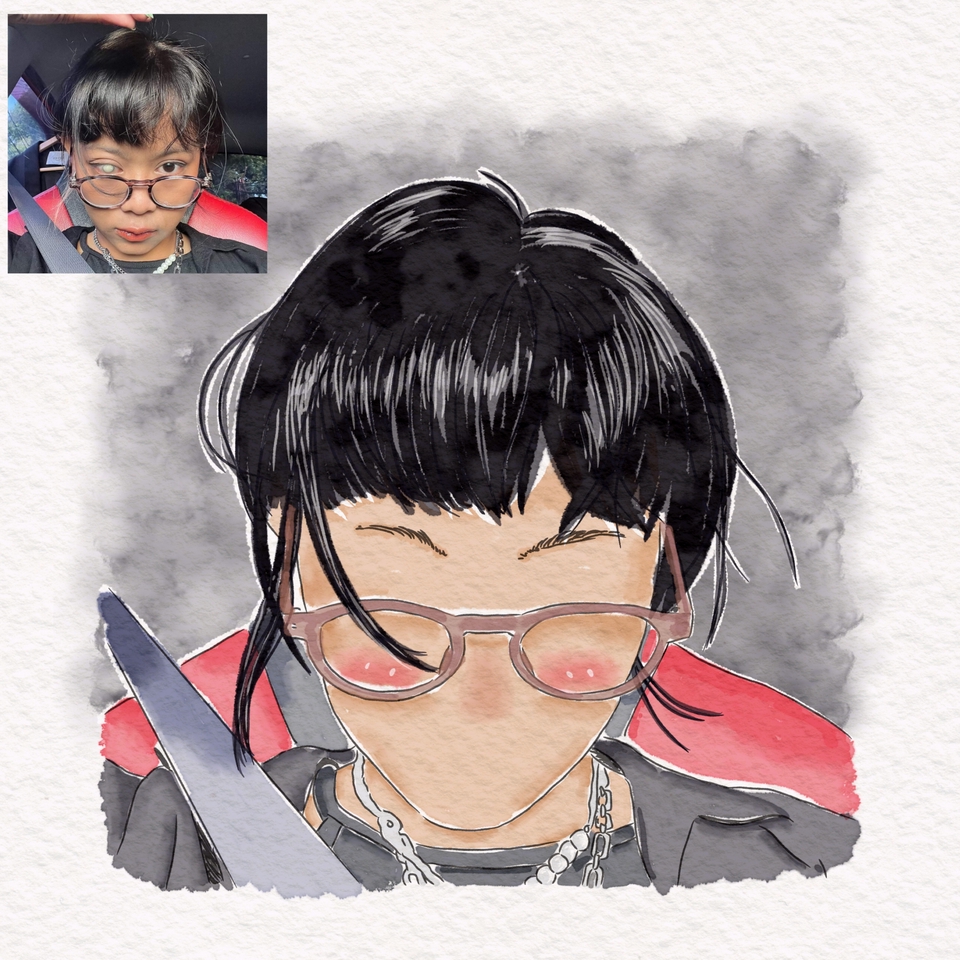 Gambar dan Ilustrasi - Ilustrasi Wajah dengan efek Watercolor - Watercolor Illustration - 12