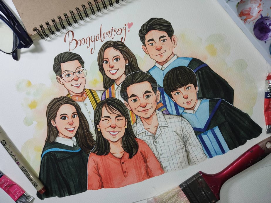 วาดภาพเหมือน Portrait - รับวาดภาพการ์ตูนสีน้ำ / watercolor painting - 11