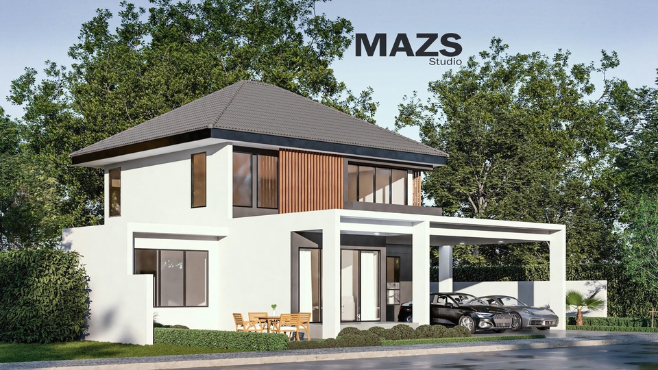 3D Perspective - รับขึ้น 3D model render exterior/interior และลงสี plan - 5