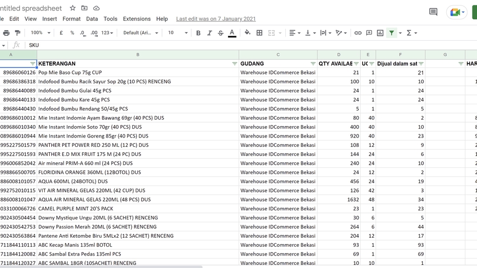 Entry Data, Pembuatan template excel, penyelesaian formula data.