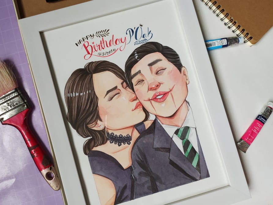 วาดภาพเหมือน Portrait - รับวาดภาพการ์ตูนสีน้ำ / watercolor painting - 7