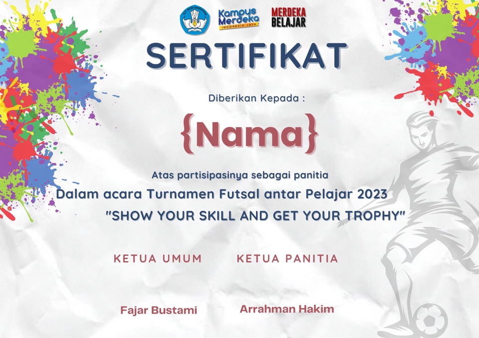 Sertifikat turnamen futsal antar pelajar 2023 desain sertifikat keren desain sertifikat modern jasa desain sertifikat desain sertifikat online