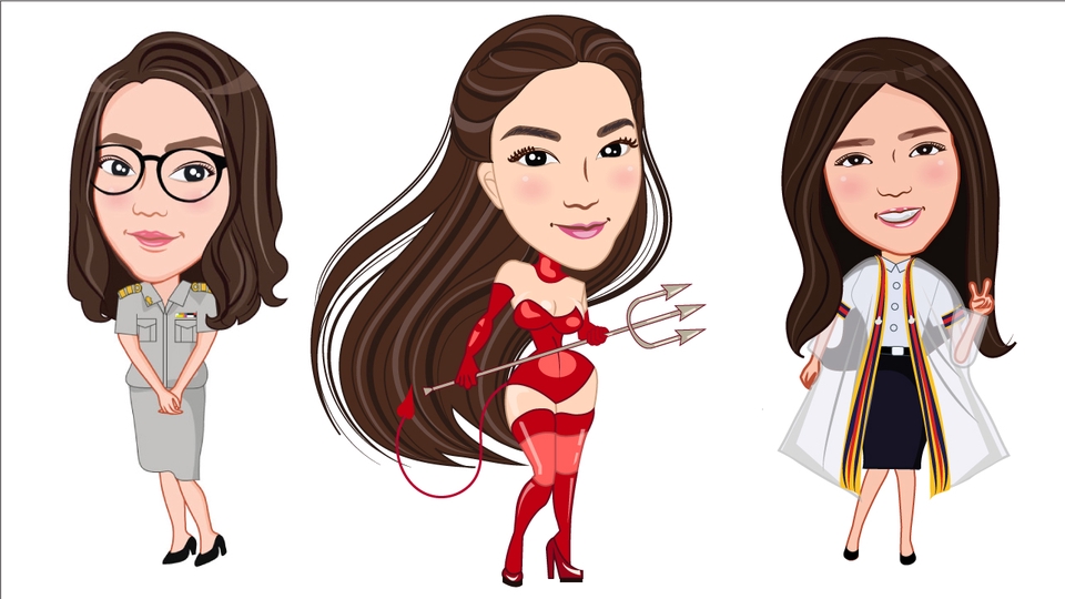 รับวาดรูปการ์ตูนล้อเลียน รูปคน 3 คน