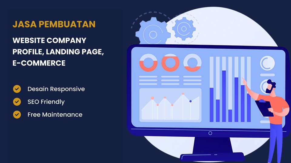 Jasa pembuatan website company profile landing page dan ecommerce, desain responsive, SEO friendly, dan free maintenance.