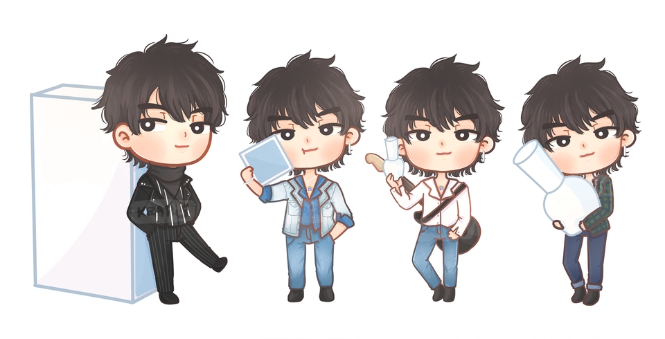 จิบิผู้ชาย ออกแบบตัวละครจิบิ / สติ็กเกอร์