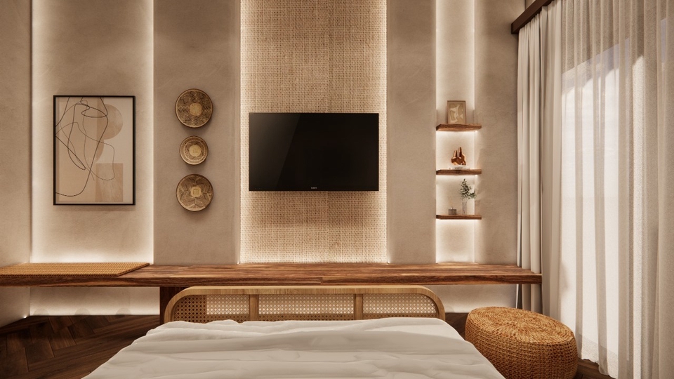 Desain interior kamar tidur minimalis dengan desain cafe modern dan minimalis, jasa desain interior, desain interior rumah, jasa desain 3d, jasa render 3d, desain kamar tidur, interior kamar tidur.