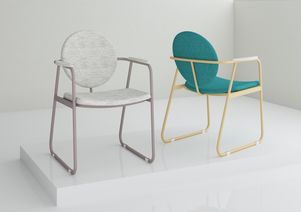 Desain kursi kayu dengan sandaran bulat untuk interior rumah minimalis modern.