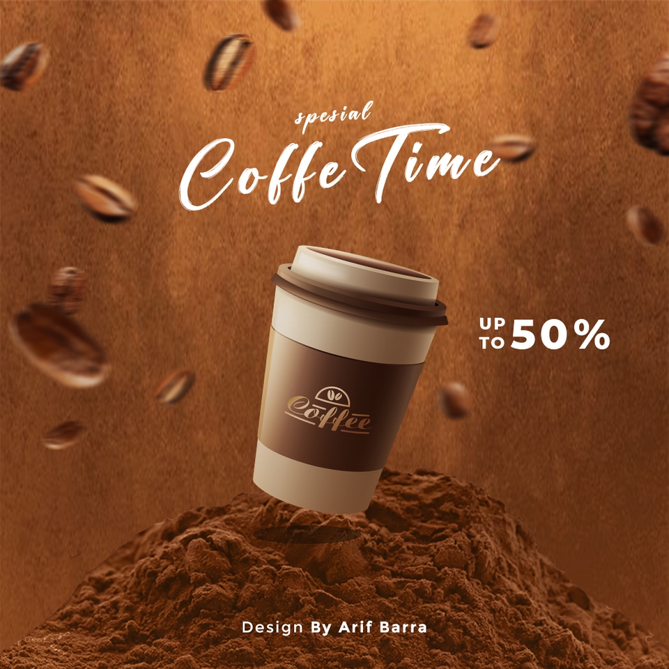 Jasa Desain Banner Instagram Promosi Kopi dengan Diskon 50 Persen
