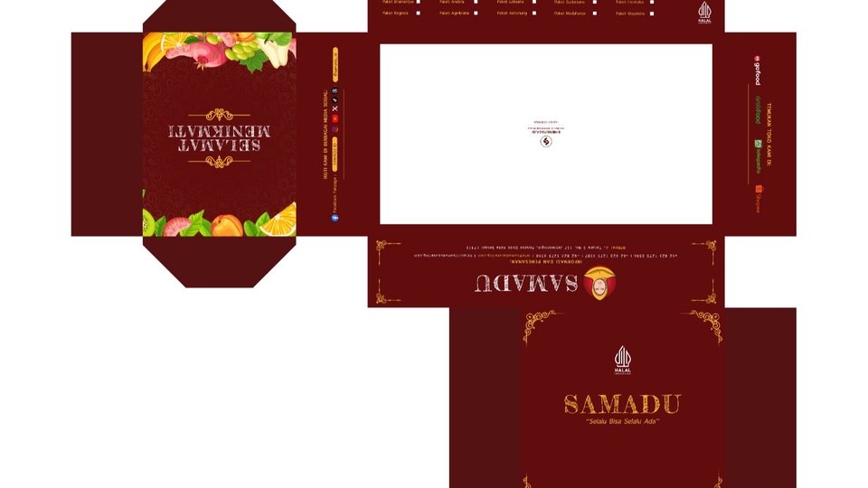 Jasa desain kemasan kotak nasi unik untuk branding makanan dengan desain label makanan modern dan minimalis.