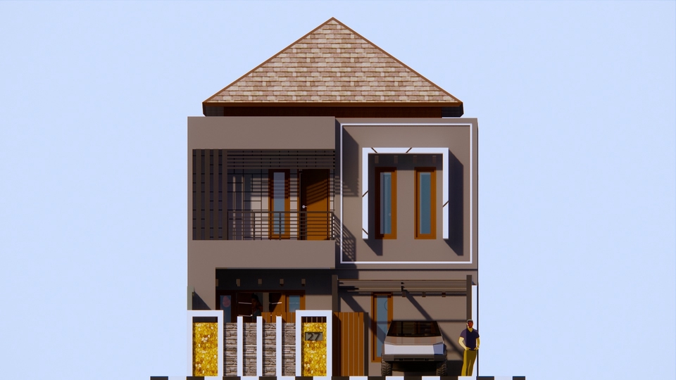 Jasa Desain Rumah Minimalis 2 Lantai - Render 3D Exterior