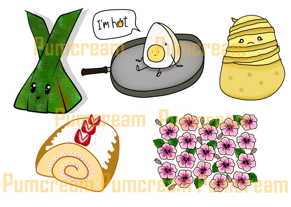 รับวาดรูปภาพประกอบ อาหารน่ารัก สไตล์การ์ตูน 