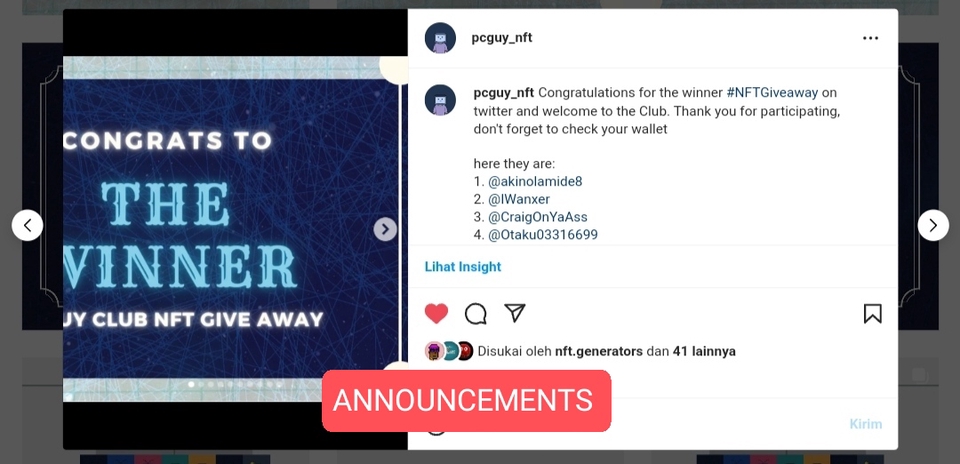 Caption ig lucu menang giveaway nft club