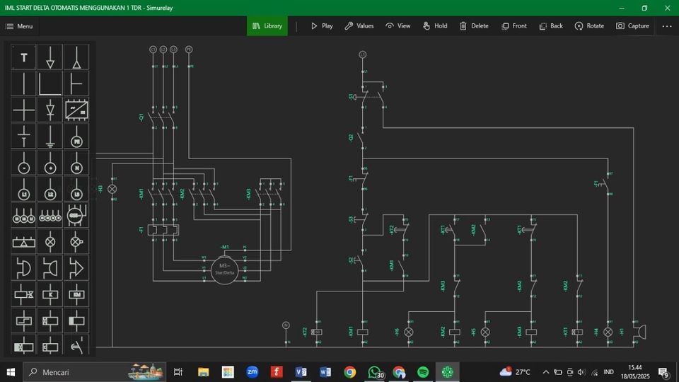 Jasa drafter autocad freelance untuk pembuatan gambar desain motor starter delta dengan menggunakan 1 timer.