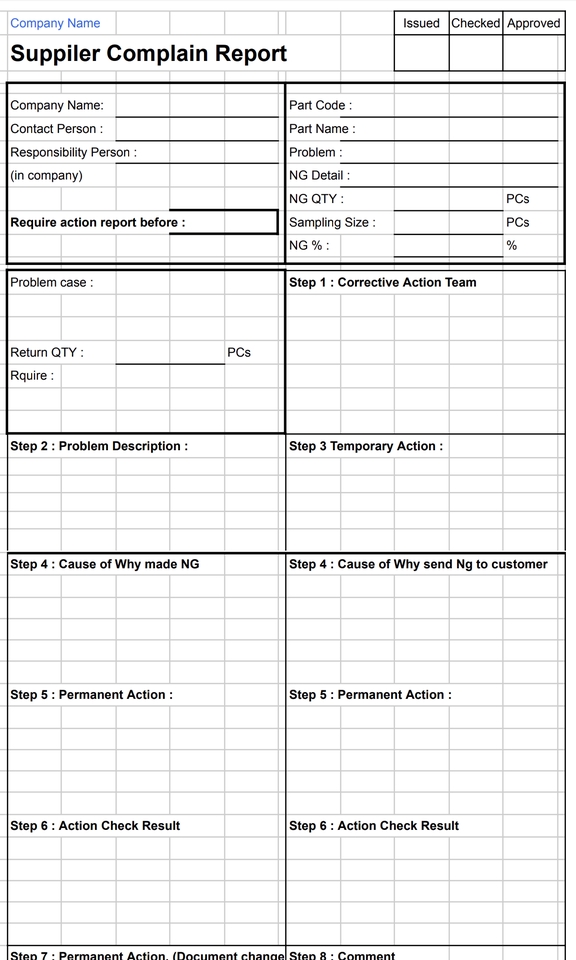 แบบฟอร์มรายงานการร้องเรียนของซัพพลายเออร์ สำหรับธุรกิจ