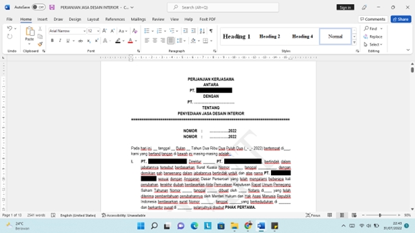 Hukum - Penyusunan Perjanjian dan Konsultasi Atas Perjanjian (Bonus Memorandum Of Understanding (MoU)) - 15