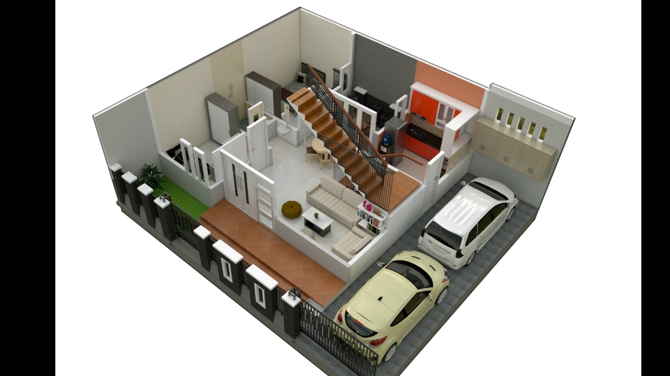 3D & Perspektif - 3D VISUAL RUMAH MODERN DAN KONTEMPORE - 1