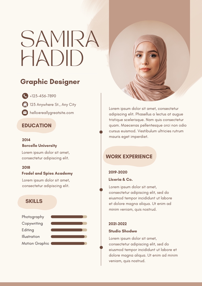 รับทำเรซูเม่ รับทำพอร์ตโฟลิโอ Graphic Designer Samira Hadid