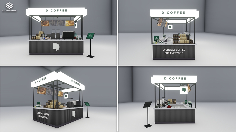 ออกแบบร้านกาแฟ3D perspective มุมมองต่างๆ รับออกแบบร้านค้า 3d ราคาถูก