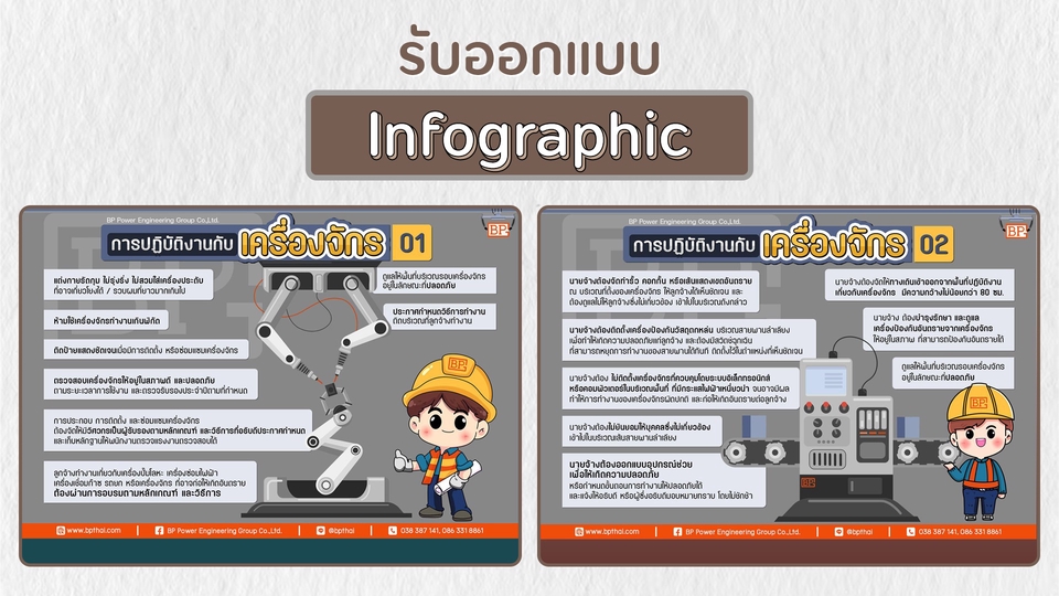 รับทำInfographic ราคาถูก ภาพประกอบอธิบายกระบวนการเครื่องจักร