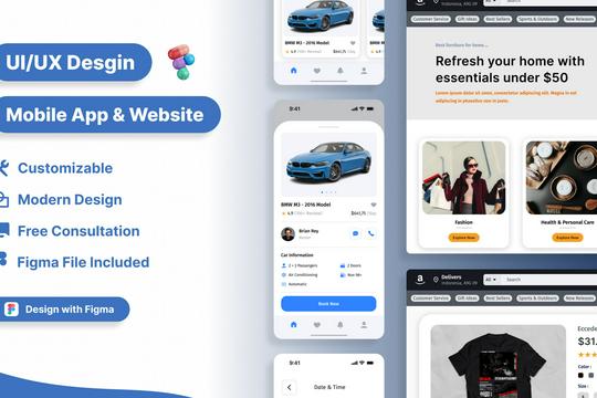 Profesional UI/UX Design and Prototyping for Mobile App/Website