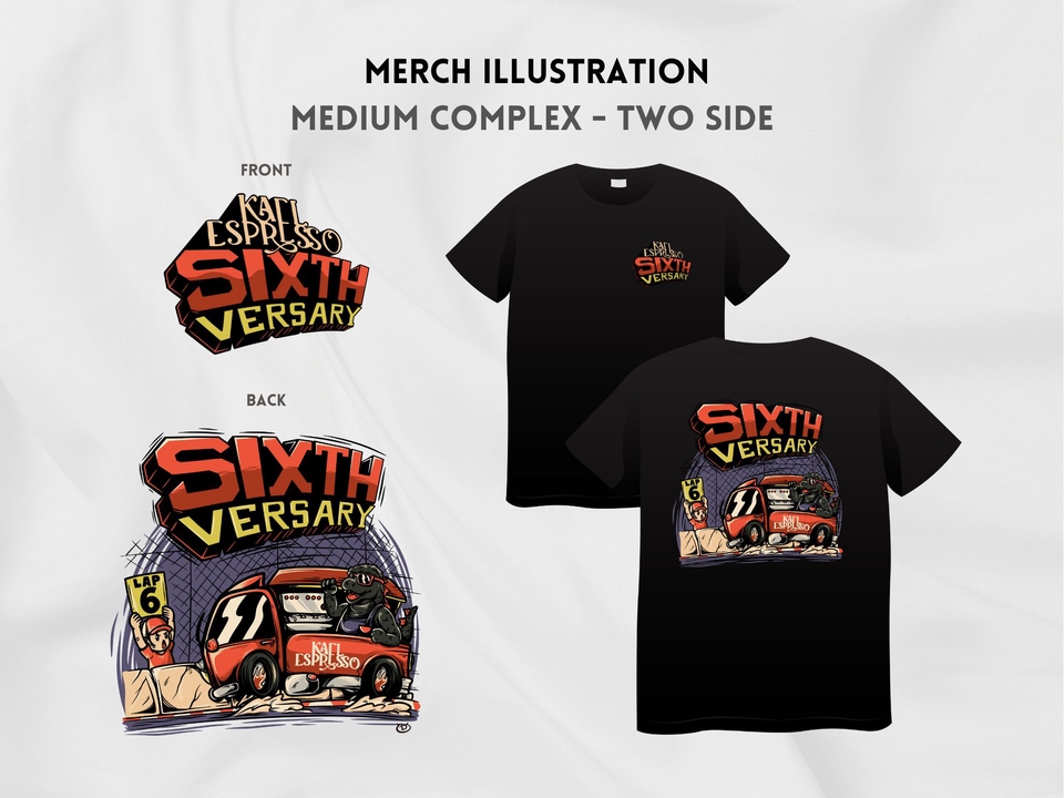 Desain kaos distro custom dengan gambar ilustrasi