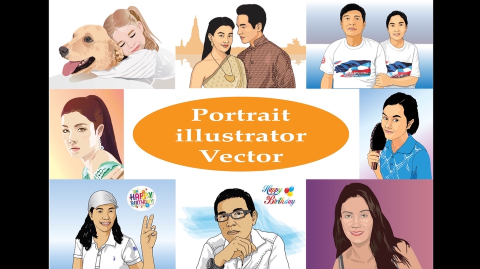 วาดภาพเหมือน Portrait - รับวาดภาพ Portrait แบบ illustrator Vector - 1