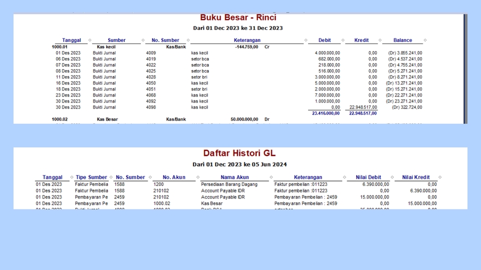 Jasa akuntansi dan konsultasi keuangan, laporan keuangan, buku besar, dan riwayat GL untuk meningkatkan keuangan bisnis Anda.