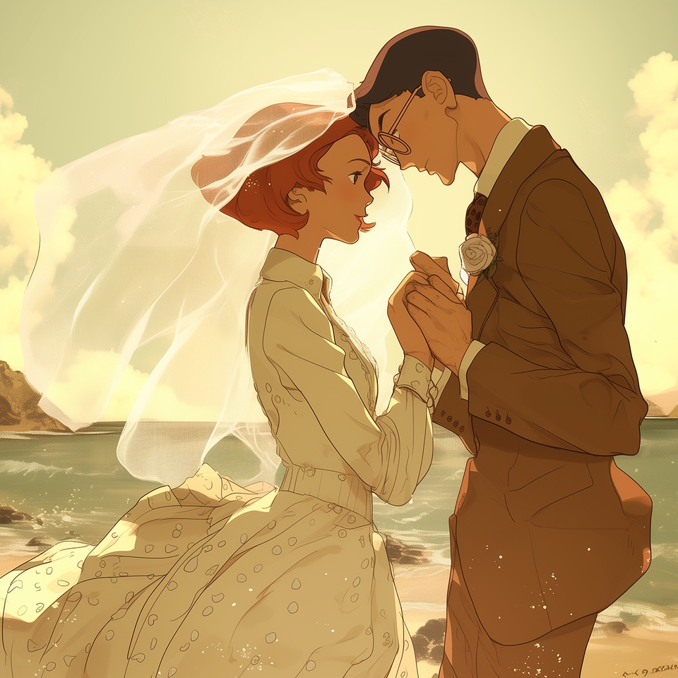 รับวาดภาพคู่รัก แต่งงาน ชายหญิง บนชายหาด ภาพประกอบงานแต่งงาน  วาดภาพประกอบงานแต่งงาน  วาดภาพแต่งงาน