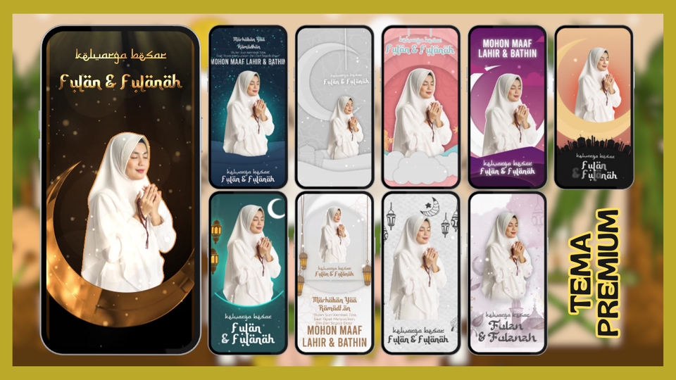 Jasa desain kartu ucapan ulang tahun dengan tema Islami, desain kartu ucapan dengan nama dan ucapan.